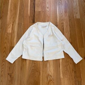Bette & Court Signature Vintage 80s Cream Zip-Up Golf Cardigan 100% Cotton XL